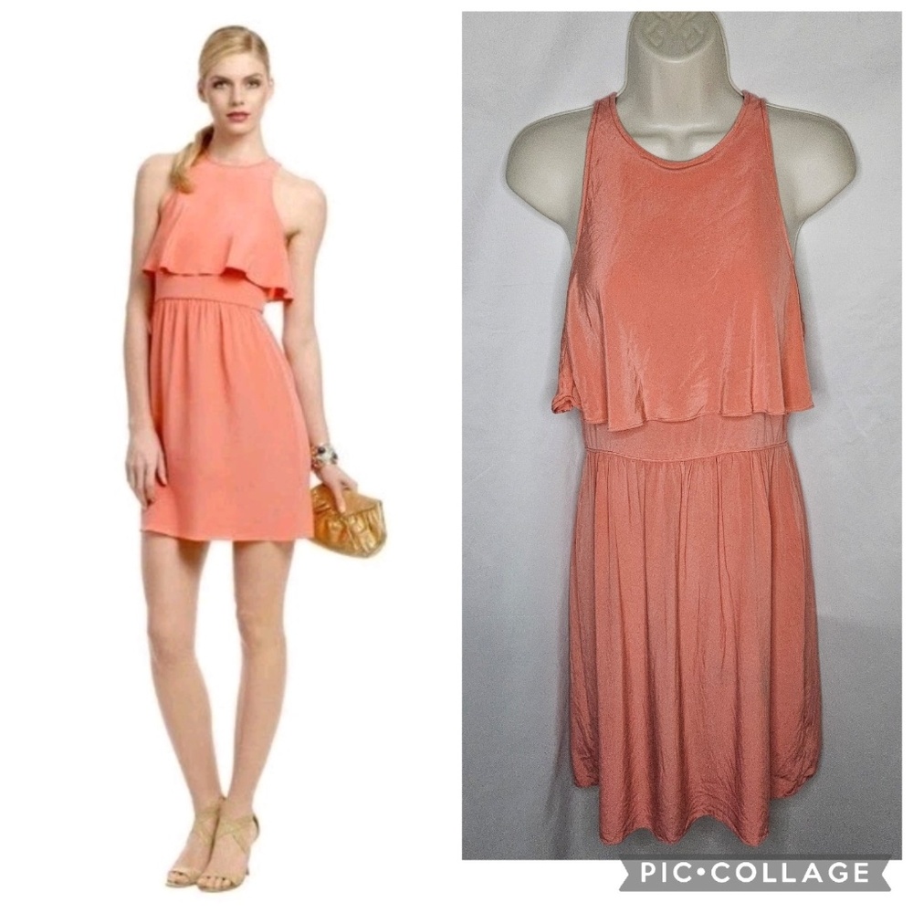 Womens Tibi Rent Runway Coral Paradise Silk Sleeveless Dress Layer Tier Flowy 6